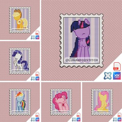Pony - set of 6 mini postage stamp cross stitch pattern