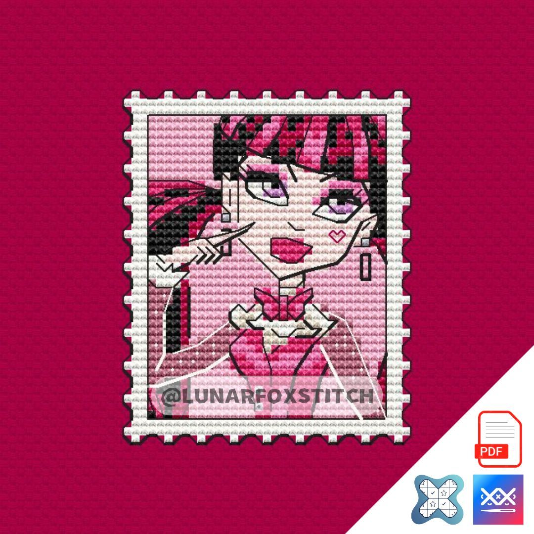 Dracula girl mini postage stamp cross stitch pattern
