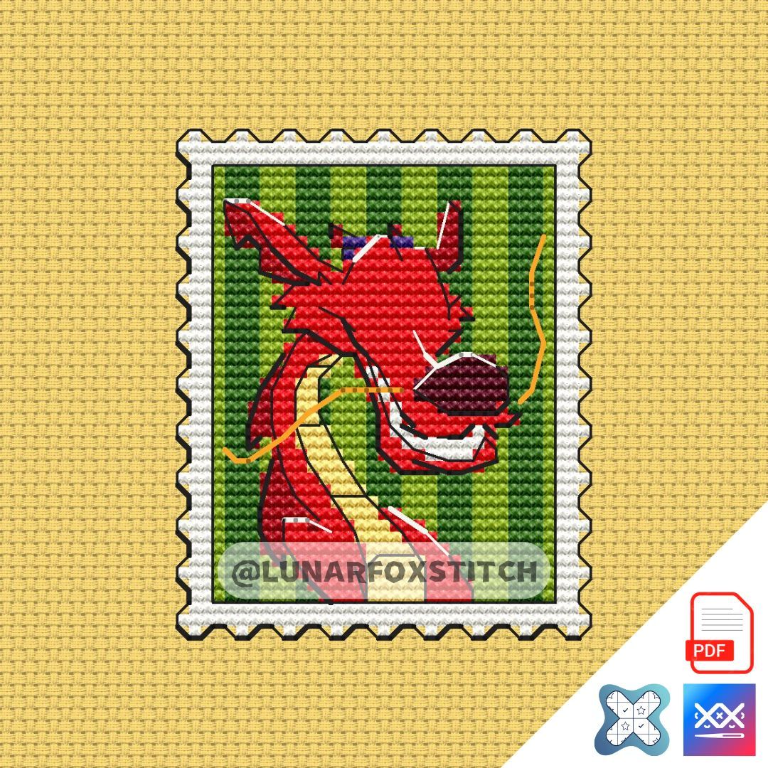Chinese dragon mini postage stamp cross stitch pattern