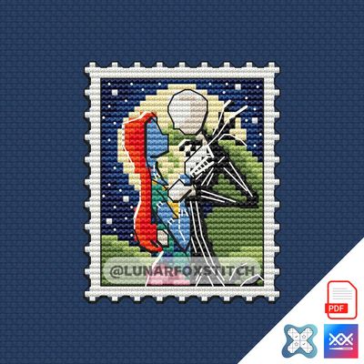Jack and Sally mini postage stamp cross stitch pattern