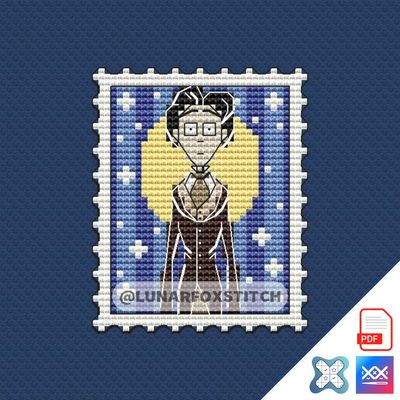 Victor mini postage stamp cross stitch pattern
