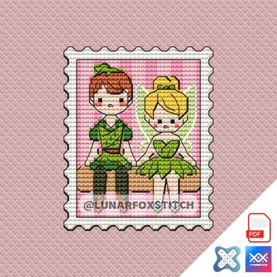 Fairy love mini postage stamp cross stitch pattern