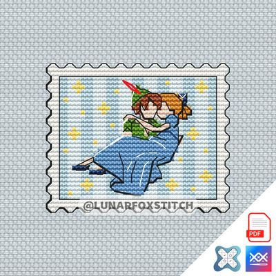 Boy and girl mini postage stamp cross stitch pattern