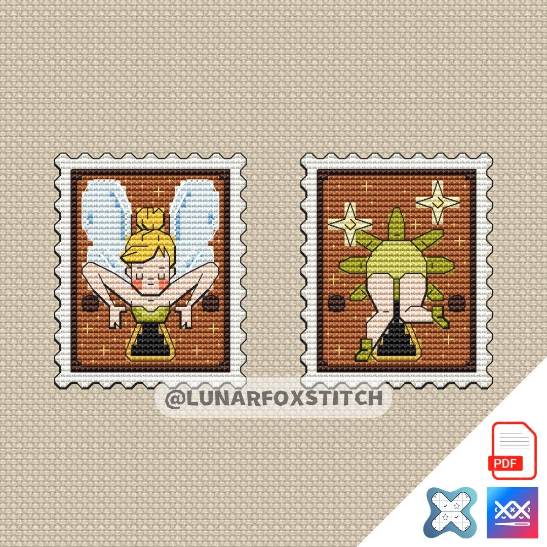 Green Fairy mini postage stamp cross stitch pattern
