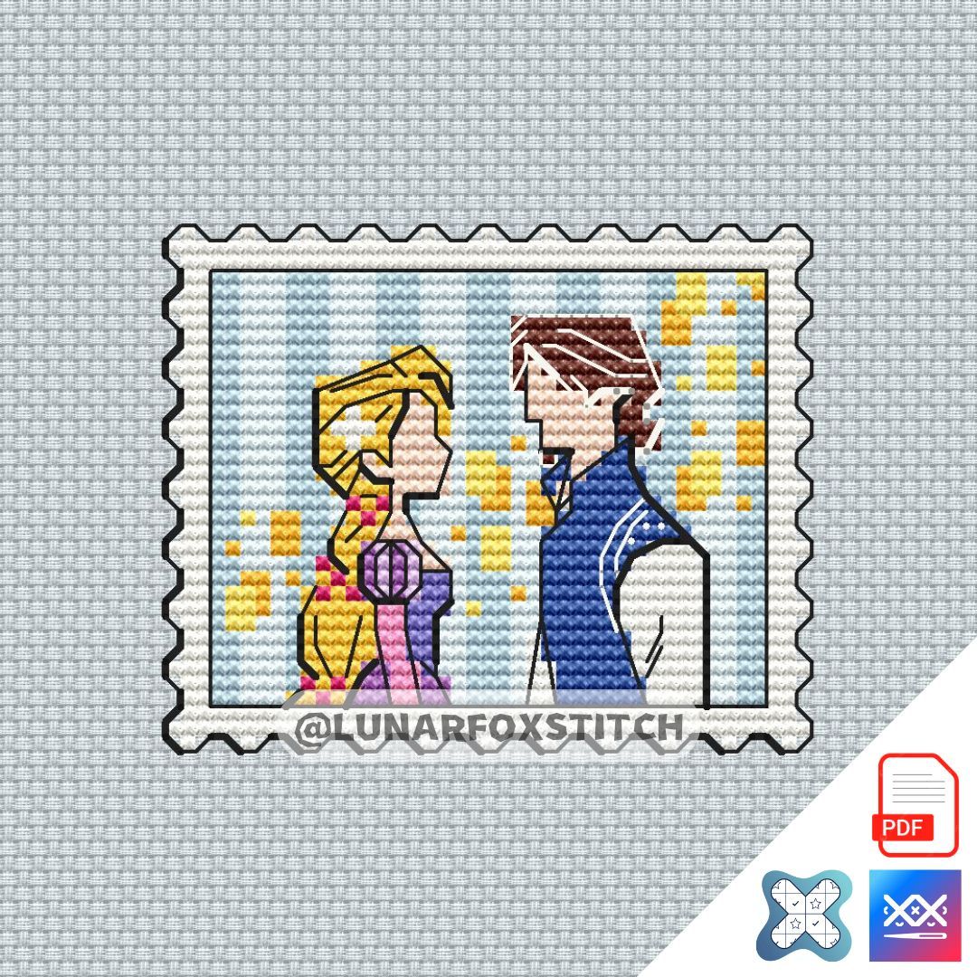 Princess and boy mini postage stamp cross stitch pattern