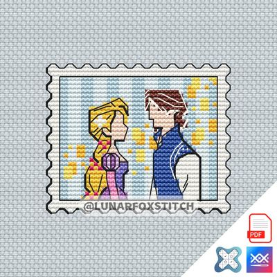 Princess and boy mini postage stamp cross stitch pattern