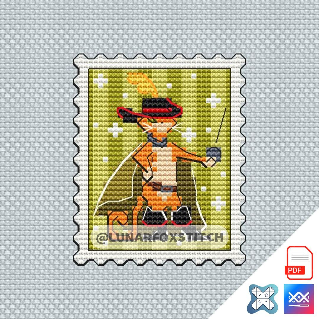 Cat mini postage stamp cross stitch pattern