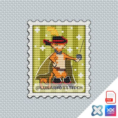 Cat mini postage stamp cross stitch pattern