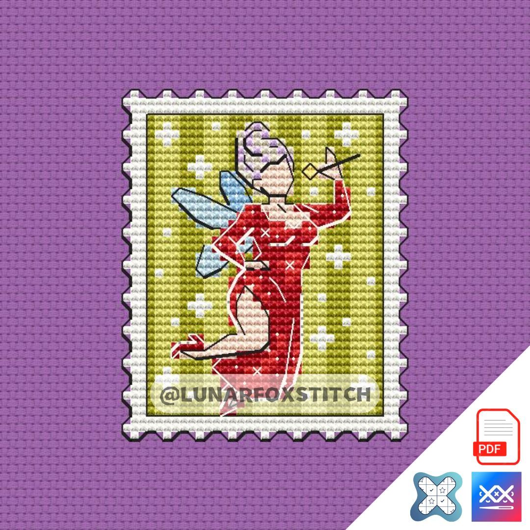 Fairy mini postage stamp cross stitch pattern