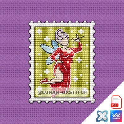 Fairy mini postage stamp cross stitch pattern