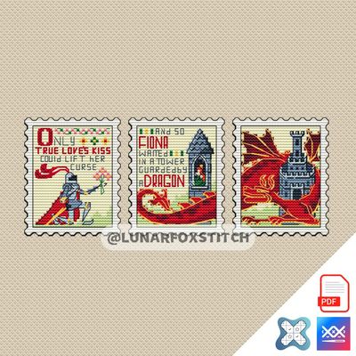 Once upon a time mini postage stamp cross stitch pattern