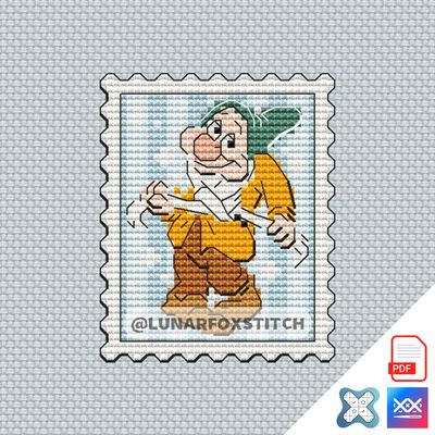 Dwarf mini postage stamp cross stitch pattern