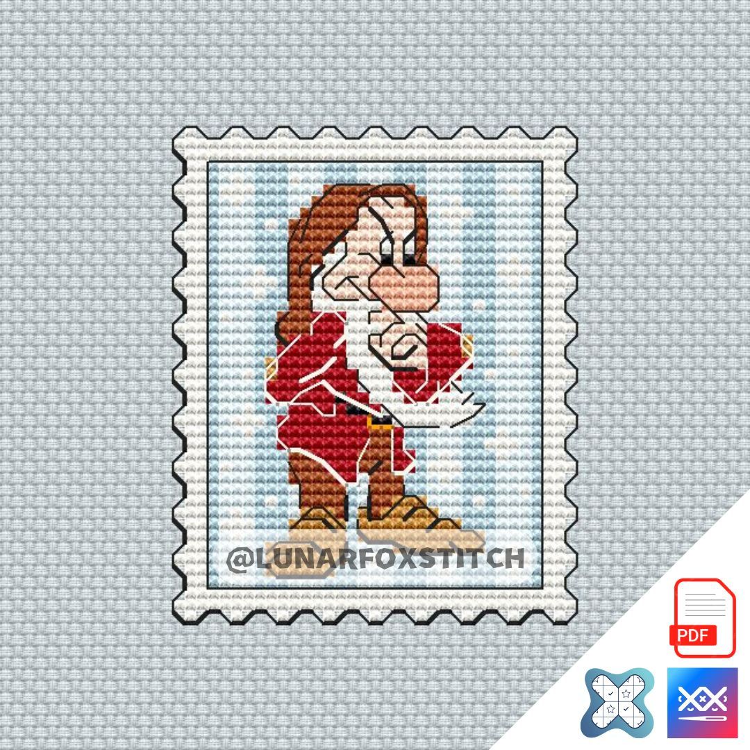 Dwarf mini postage stamp cross stitch pattern