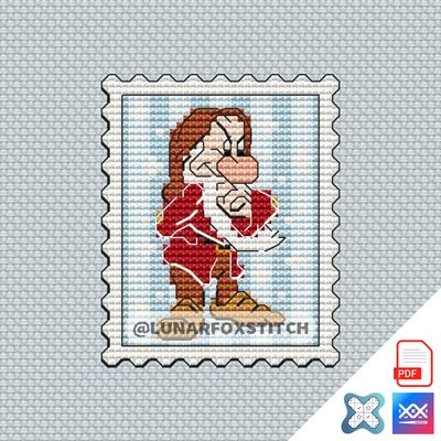 Dwarf mini postage stamp cross stitch pattern