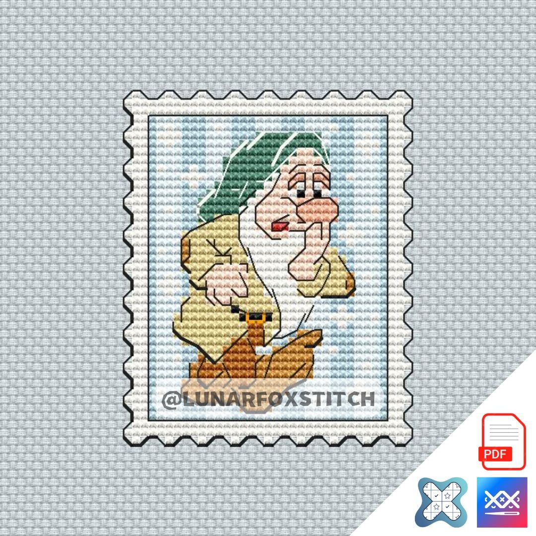 Dwarf mini postage stamp cross stitch pattern