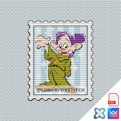 Dwarf mini postage stamp cross stitch pattern