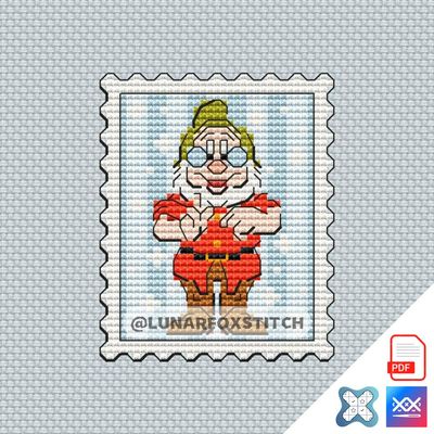 Dwarf mini postage stamp cross stitch pattern
