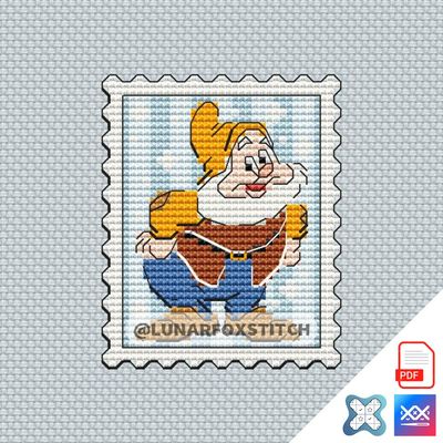 Dwarf mini postage stamp cross stitch pattern