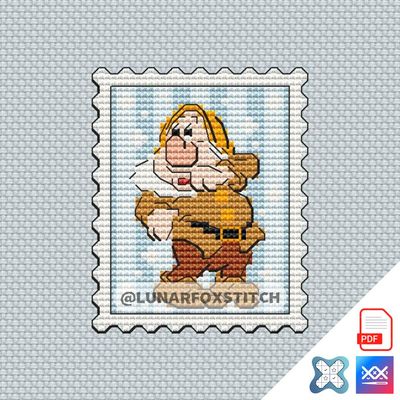 Dwarf mini postage stamp cross stitch pattern