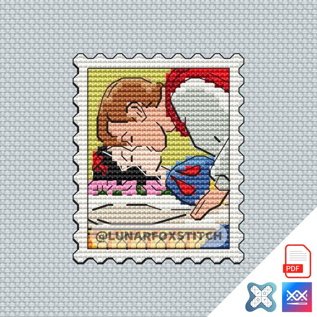 Princess and prince mini postage stamp cross stitch pattern