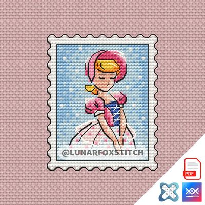 Pink girl mini postage stamp cross stitch pattern