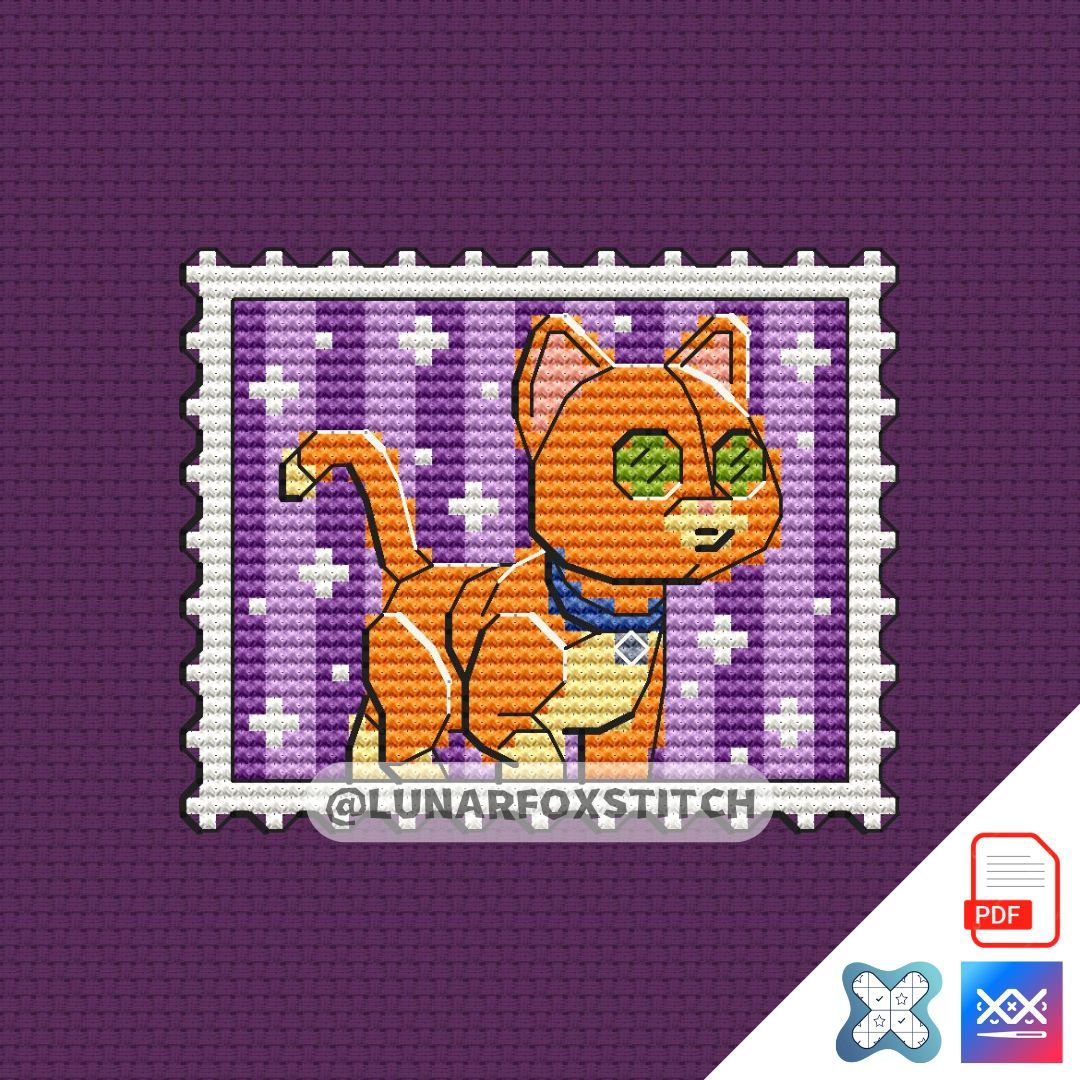Robot girl mini postage stamp cross stitch pattern