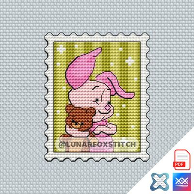 Little pig mini postage stamp cross stitch pattern