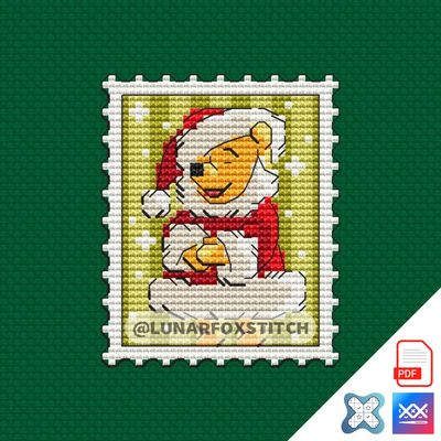 Christmas yellow bear mini postage stamp cross stitch pattern