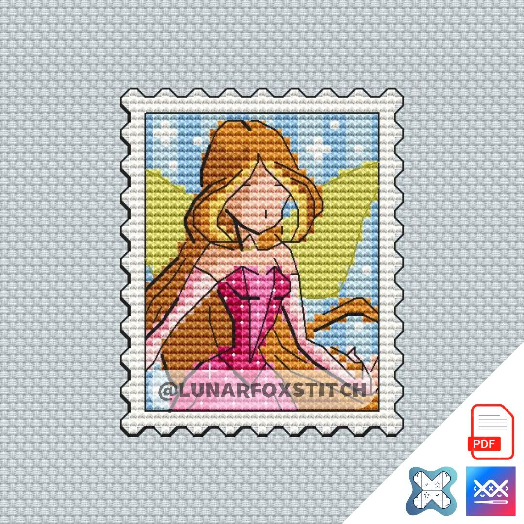 Fairy mini postage stamp cross stitch pattern