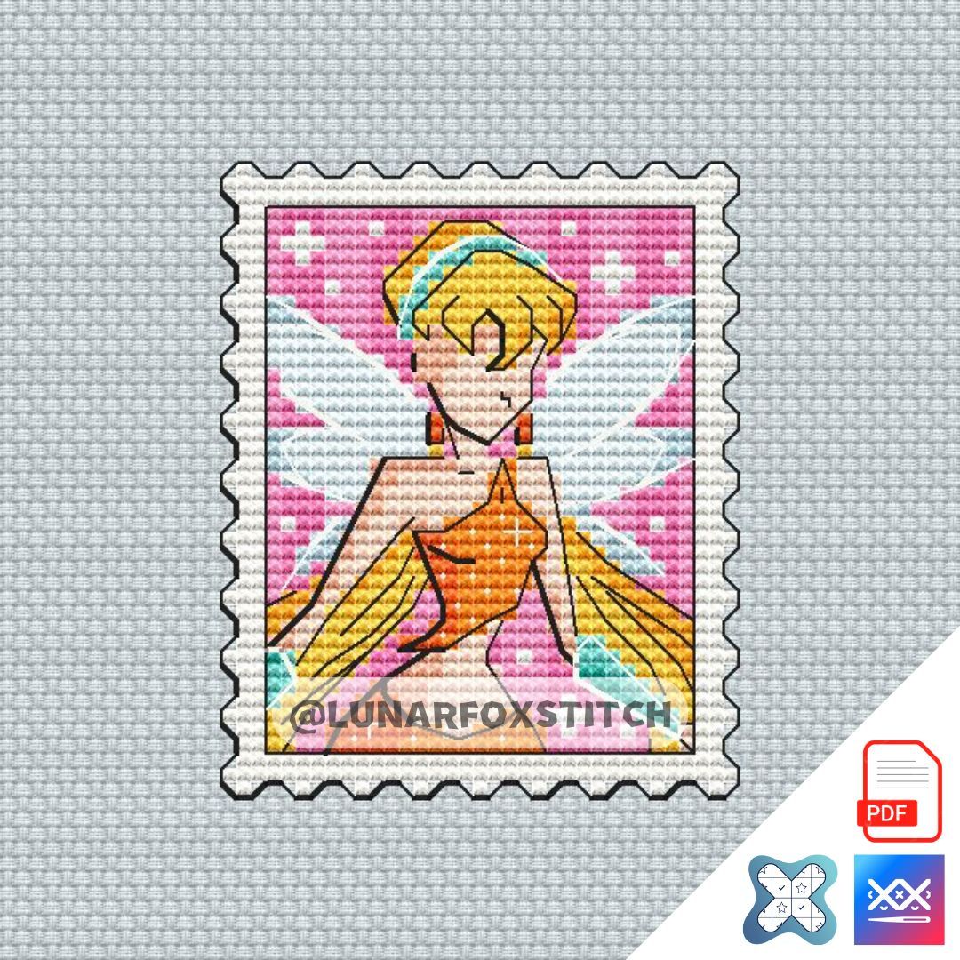Fairy mini postage stamp cross stitch pattern