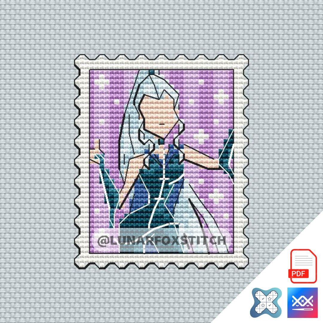 Fairy villain mini postage stamp cross stitch pattern