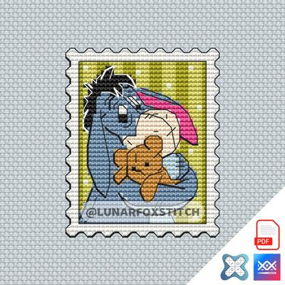Sad donkey mini postage stamp cross stitch pattern