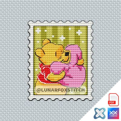 Yellow bear mini postage stamp cross stitch pattern