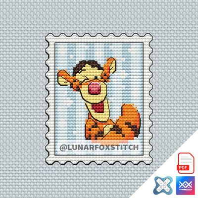 Tiger mini postage stamp cross stitch pattern
