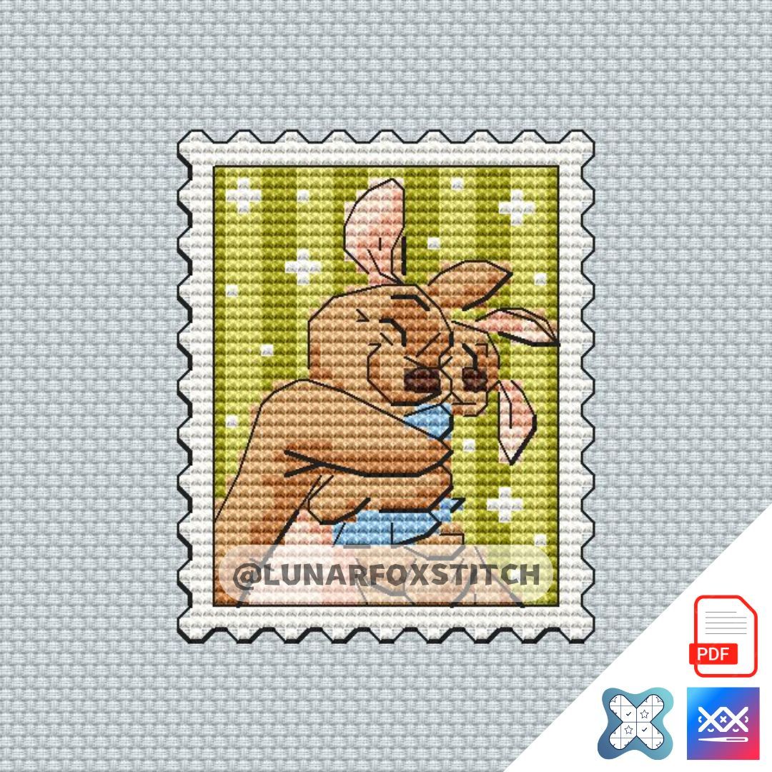 Kangaroo and baby mini postage stamp cross stitch pattern