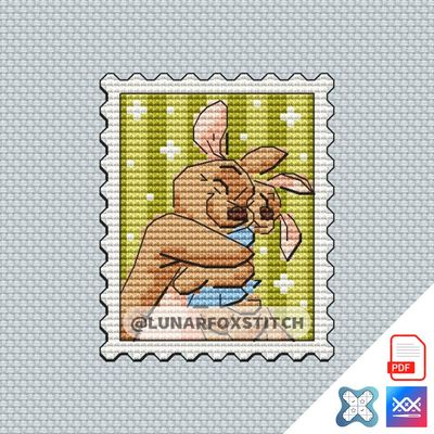 Kangaroo and baby mini postage stamp cross stitch pattern
