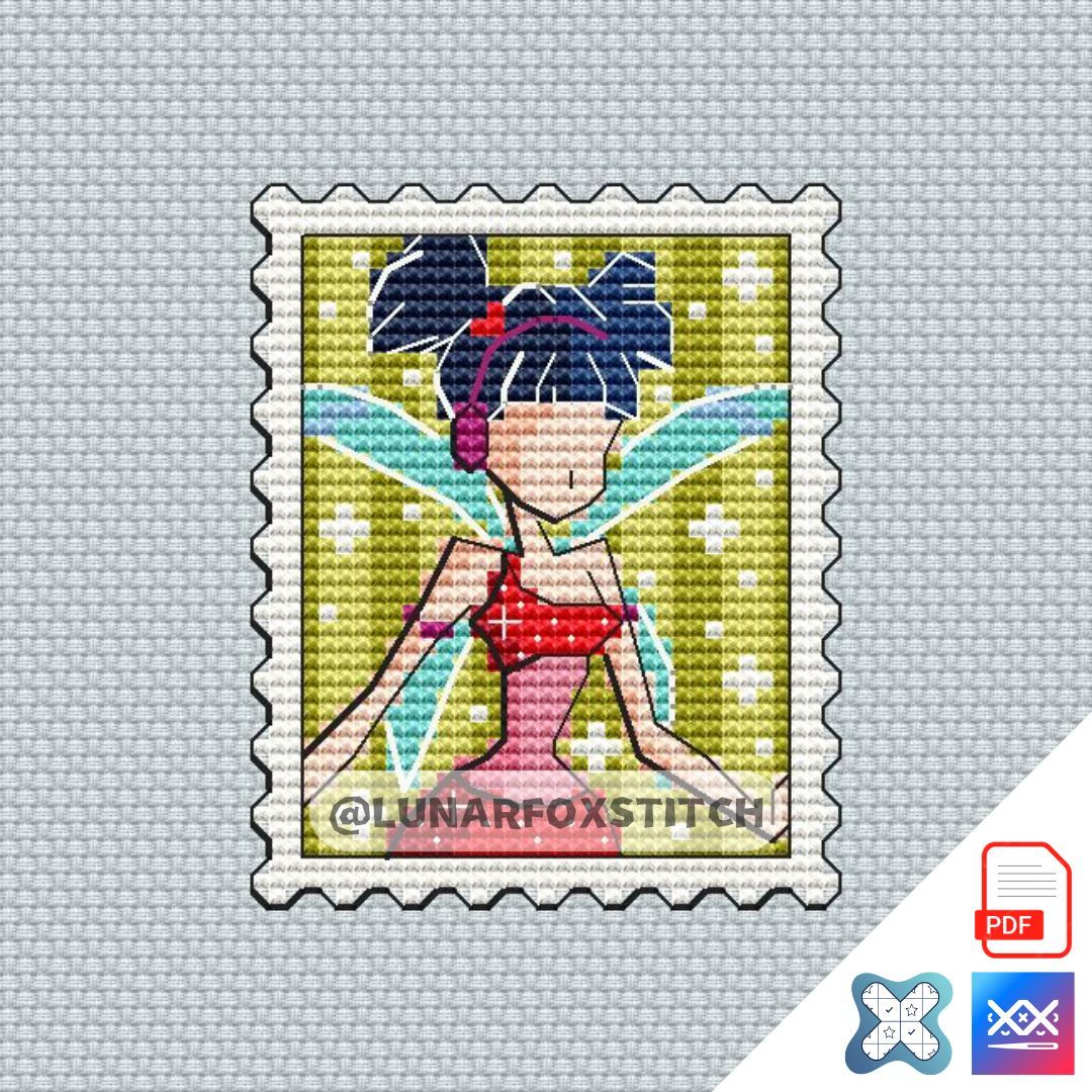 Fairy mini postage stamp cross stitch pattern