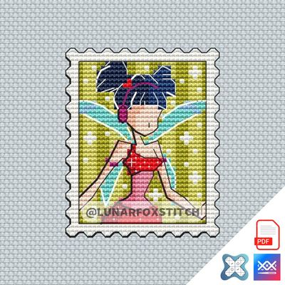 Fairy mini postage stamp cross stitch pattern