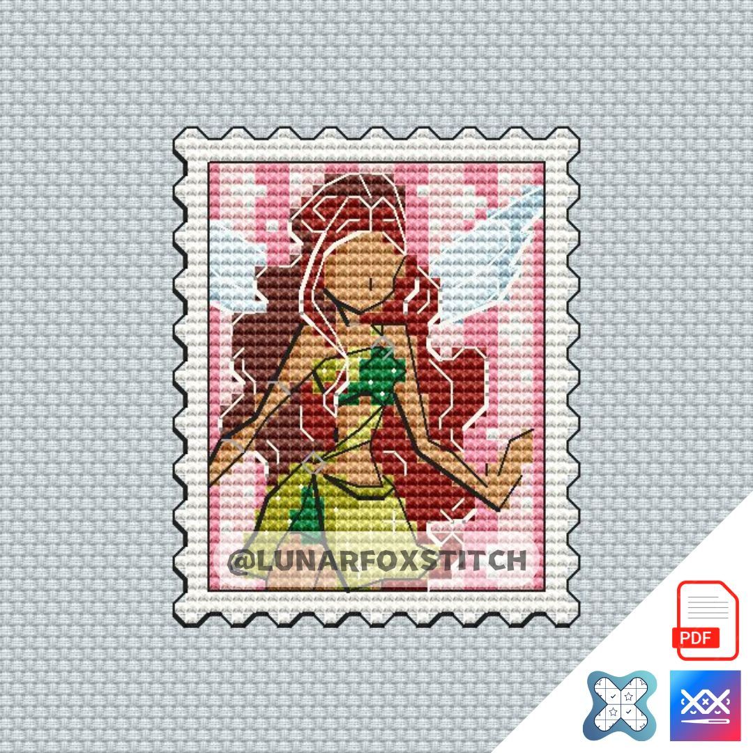 Fairy mini postage stamp cross stitch pattern