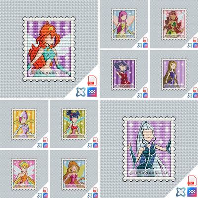 Fairy - set of 10 mini postage stamp cross stitch pattern