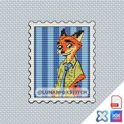 Fox mini postage stamp cross stitch pattern