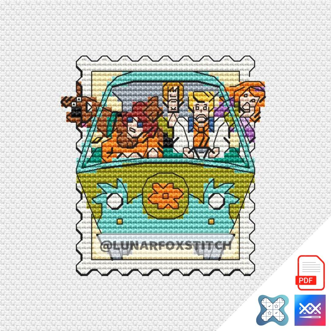 Detective friends mini postage stamp cross stitch pattern