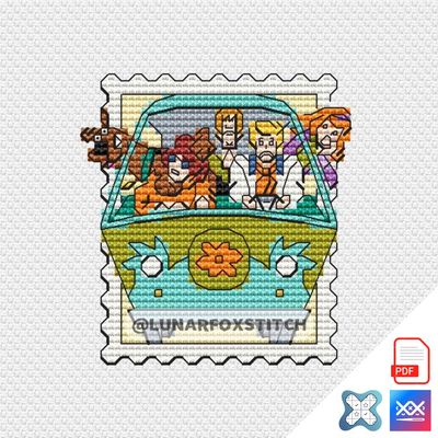 Detective friends mini postage stamp cross stitch pattern