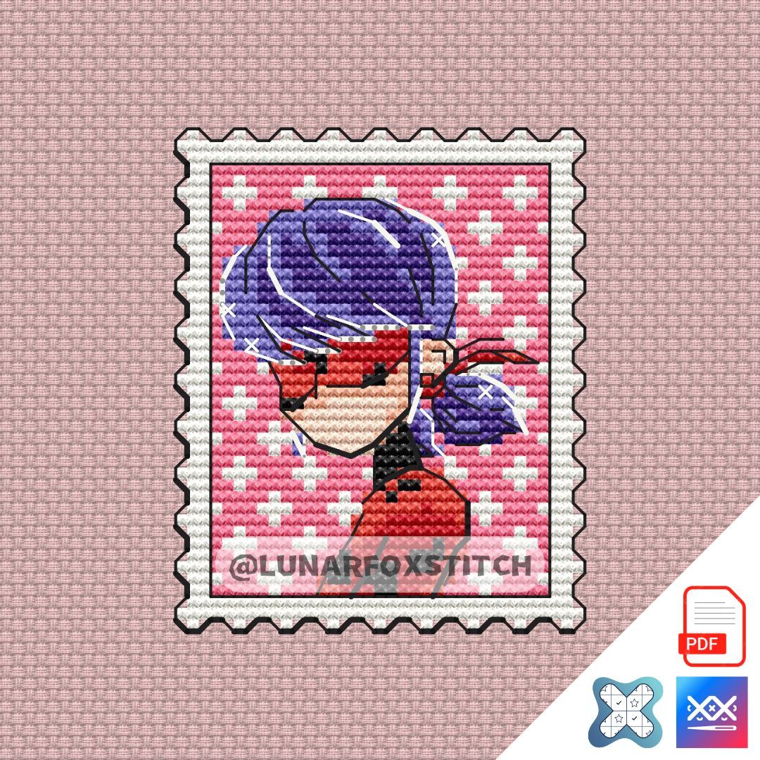 Ladybug mini postage stamp cross stitch pattern