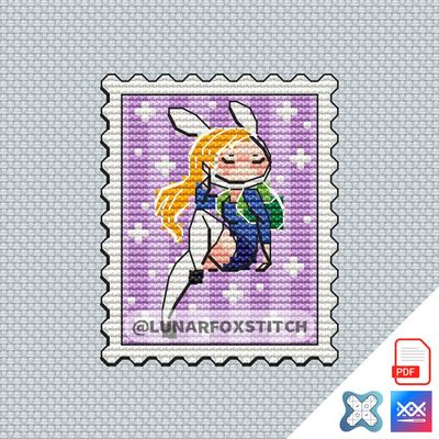 Rabbit girl mini postage stamp cross stitch pattern