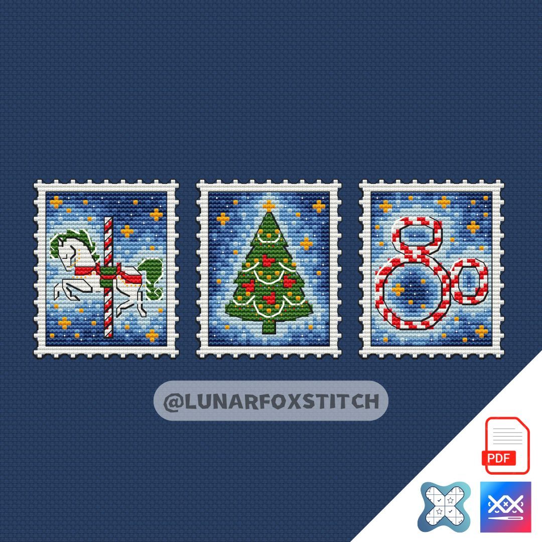 Christmas mini postage stamp cross stitch pattern