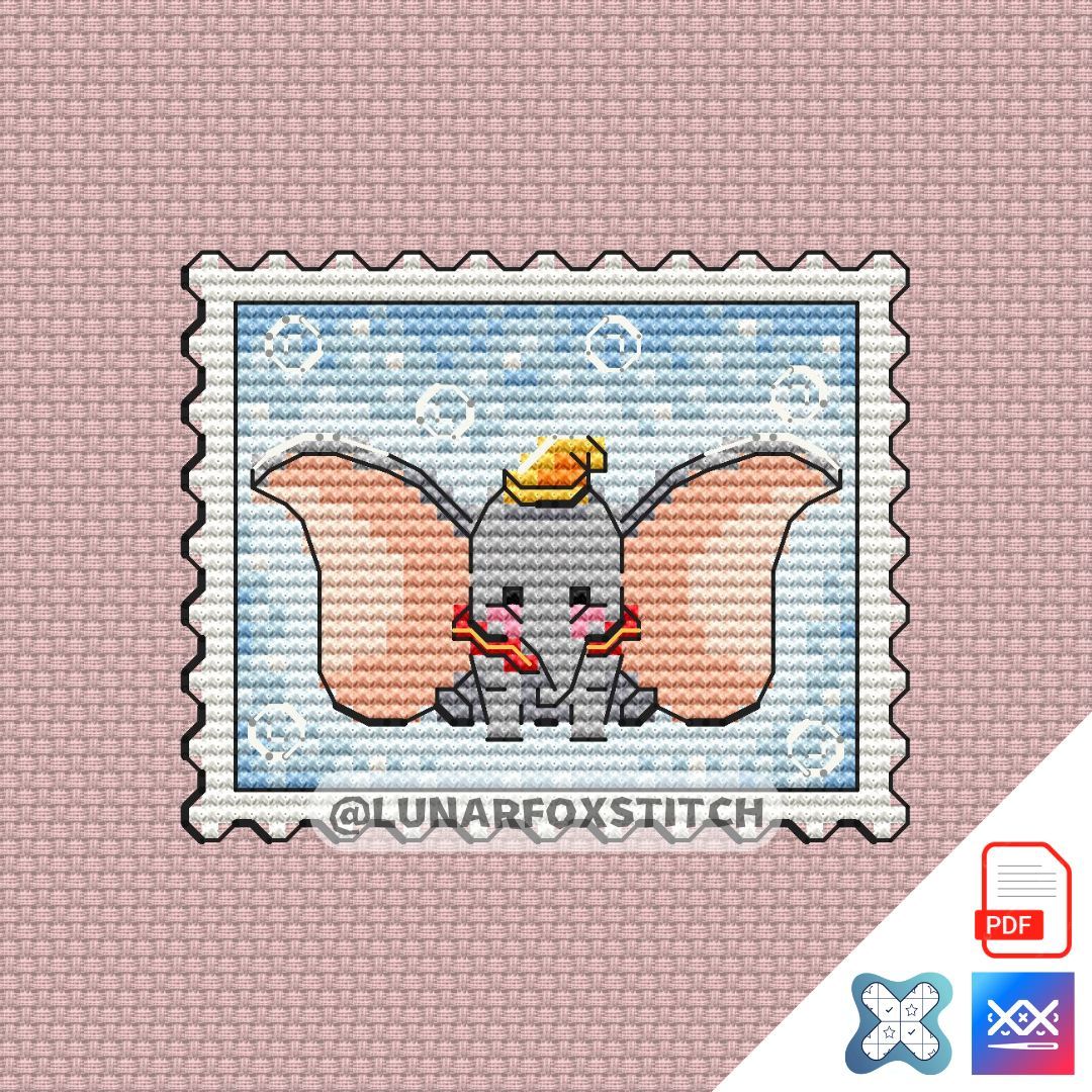Elephant mini postage stamp cross stitch pattern