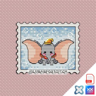 Elephant mini postage stamp cross stitch pattern