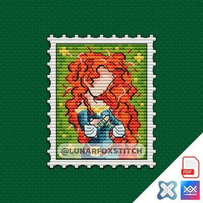 Bear princess mini postage stamp cross stitch pattern