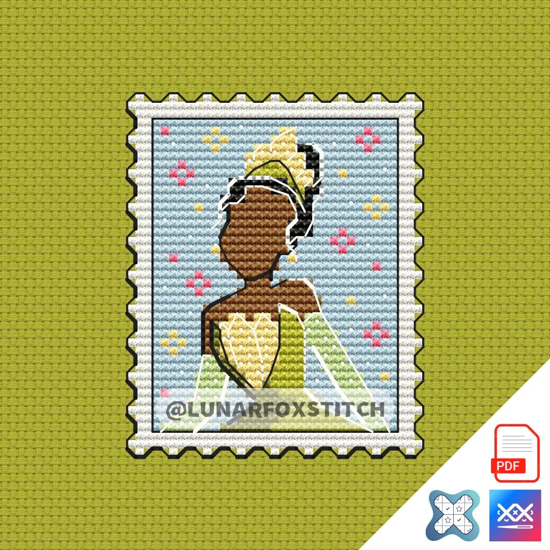 Frog princess mini postage stamp cross stitch pattern